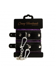 Черно-фиолетовые скругленные наручники с мягкой подкладкой - Crazy Handmade - купить с доставкой в Орле Черно-фиолетовые скругленные наручники с мягкой подкладкой - Crazy Handmade - купить с доставкой в Орле