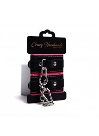 Черно-розовые скругленные наручники с мягкой подкладкой - Crazy Handmade - купить с доставкой в Орле Черно-розовые скругленные наручники с мягкой подкладкой - Crazy Handmade - купить с доставкой в Орле