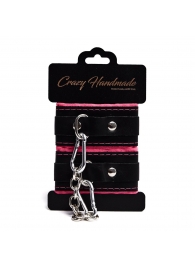 Черно-розовые скругленные наручники с мягкой подкладкой - Crazy Handmade - купить с доставкой в Орле Черно-розовые скругленные наручники с мягкой подкладкой - Crazy Handmade - купить с доставкой в Орле