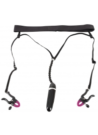 Женские вибростринги с зажимами для половых губ Spreader String with Vibrator - Orion - купить с доставкой в Орле