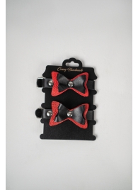 Черно-красные кожаные наручники с бантиками - Crazy Handmade - купить с доставкой в Орле Черно-красные кожаные наручники с бантиками - Crazy Handmade - купить с доставкой в Орле