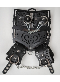 Черный ажурный кожаный набор фиксаций - Crazy Handmade - купить с доставкой в Орле Черный ажурный кожаный набор фиксаций - Crazy Handmade - купить с доставкой в Орле
