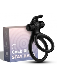 Черное эрекционное виброкольцо с подхватом мошонки Stay Hard - Boys of Toys - в Орле купить с доставкой