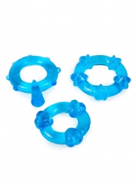 Набор из 3 синих эрекционных колец с различным рельефом - Erowoman-Eroman - в Орле купить с доставкой