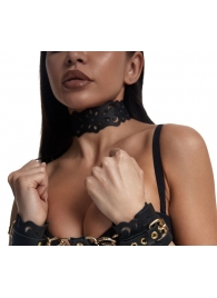 Черный ажурный чокер с золотистой фурнитурой - Crazy Handmade - купить с доставкой в Орле