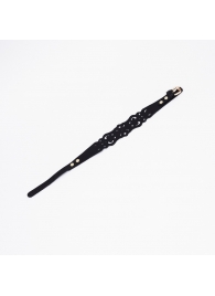 Черный ажурный чокер с золотистой фурнитурой - Crazy Handmade - купить с доставкой в Орле