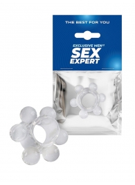 Прозрачное эрекционное кольцо с 6 стимулирующими шариками - Sex Expert - в Орле купить с доставкой