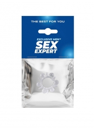 Прозрачное эрекционное кольцо с шариками и шипами - Sex Expert - в Орле купить с доставкой