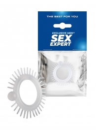 Эластичное эрекционное кольцо с шипиками и шариком - Sex Expert - в Орле купить с доставкой