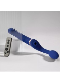 Синий безремневой страпон Multi Orgasm Bendable Strap-On size XL с клиторальной стимуляцией - Strap-on-me - купить с доставкой в Орле