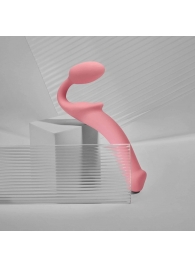 Розовый безремневой страпон Strap-on-me Semi-Realistic Bendable Strap-On size L - Strap-on-me - купить с доставкой в Орле