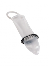 Закрытая насадка на пенис с подхватом мошонки и стимулирующими «ресничками» - Sextaz - в Орле купить с доставкой