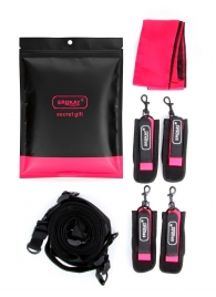 Черно-розовый эротический набор: фиксатор, оковы, наручники, повязка - Erokay - купить с доставкой в Орле