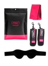 Черно-розовый эротический набор: маска, наручники и повязка - Erokay - купить с доставкой в Орле