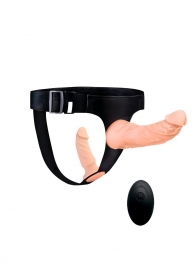 Женский страпон с 2 насадками, вибрацией и пультом ДУ - Erowoman-Eroman - купить с доставкой в Орле