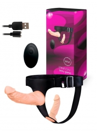 Женский страпон с 2 насадками, вибрацией и пультом ДУ - Erowoman-Eroman - купить с доставкой в Орле