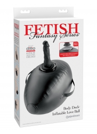 Черный надувной мяч с платформой для фиксации дилдо Body Dock Inflatable Love Ball - Pipedream - купить с доставкой в Орле