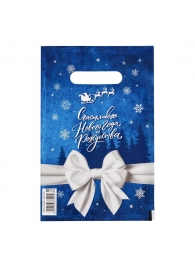 Сине-белый подарочный новогодний пакет с вырубной ручкой (20х30 см) - Сима-Ленд - купить с доставкой в Орле