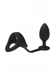 Черное эрекционное кольцо с анальной пробкой Cockstrap With Anal Plug - Dream Toys - в Орле купить с доставкой