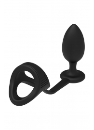 Черное эрекционное кольцо с анальной пробкой Cockstrap With Anal Plug - Dream Toys - в Орле купить с доставкой