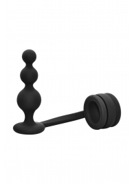 Черное эрекционное кольцо с анальной елочкой Cockring With Beaded Anal Plug - Dream Toys - в Орле купить с доставкой