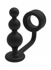 Черное эрекционное кольцо с анальной елочкой Cockring With Beaded Anal Plug - Dream Toys - в Орле купить с доставкой