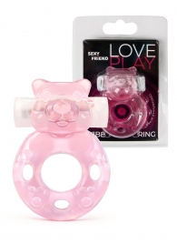 Розовое эрекционное виброкольцо в форме мишки - 1137 - в Орле купить с доставкой