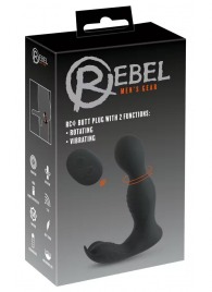Черная анальная пробка с вибрацией, вращением и пультом ДУ RC Butt Plug with 2 Functions - Orion - в Орле купить с доставкой