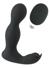 Черная анальная пробка с вибрацией, вращением и пультом ДУ RC Butt Plug with 2 Functions - Orion - в Орле купить с доставкой