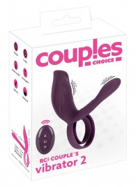 Фиолетовая насадка на член с клиторальным отростком и пультом ДУ RC Couple’s Vibrator 2 - Orion - в Орле купить с доставкой