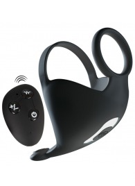 Черная вибронасадка для эрекции и стимуляции мошонки Cock ring with RC ball massager - Orion - в Орле купить с доставкой