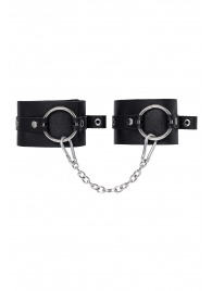 Черные оковы из толстой кожи с люверсами - Pecado - купить с доставкой в Орле