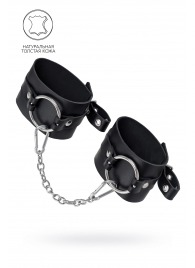 Черные оковы из толстой кожи с люверсами - Pecado - купить с доставкой в Орле