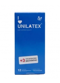 Классические презервативы Unilatex Natural Plain - 12 шт. + 3 шт. в подарок - Unilatex - купить с доставкой в Орле