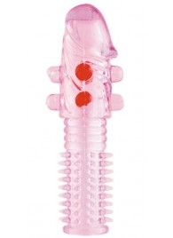 Гелевая розовая насадка с шариками и шипами - 14 см. - ToyFa - в Орле купить с доставкой