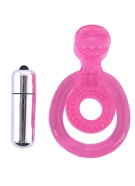 Розовая вибронасадка со стимулятор клитора   Язычок - Toyfa Basic - в Орле купить с доставкой
