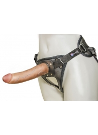 Насадка-фаллоимитатор на кожаных трусиках Harness Ultra Realistic 7  - 18 см. - LOVETOY (А-Полимер) - купить с доставкой в Орле