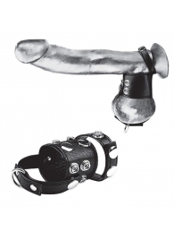 Утяжка на пенис и мошонку Cock Ring With 1.5  Ball Stretcher And Optional Weight Ring - BlueLine - купить с доставкой в Орле