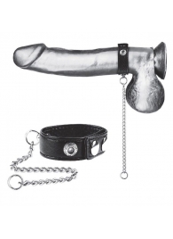 Утяжка на пенис с поводком Snap Cock Ring With 12  Leash - BlueLine - купить с доставкой в Орле