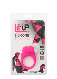 Розовое эрекционное кольцо с щеточкой LIT-UP SILICONE STIMU RING 5 - Dream Toys - в Орле купить с доставкой