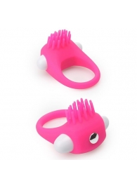 Розовое эрекционное кольцо с щеточкой LIT-UP SILICONE STIMU RING 5 - Dream Toys - в Орле купить с доставкой