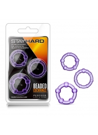 Набор из 3 фиолетовых эрекционных колец Stay Hard Beaded Cockrings - Blush Novelties - в Орле купить с доставкой