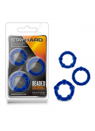 Набор из 3 синих эрекционных колец Stay Hard Beaded Cockrings - Blush Novelties - в Орле купить с доставкой