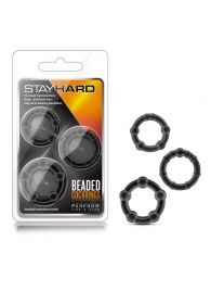 Набор из 3 чёрных эрекционных колец Stay Hard Beaded Cockrings - Blush Novelties - в Орле купить с доставкой