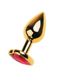 Золотистая анальная пробка с кристаллом-сердцем - 7,5 см. - ToyFa - купить с доставкой в Орле