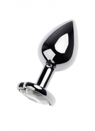 Серебристая анальная пробка с прозрачным кристаллом-сердцем - 8 см. - ToyFa - купить с доставкой в Орле