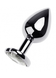 Серебристая анальная пробка с прозрачным кристаллом-сердцем - 8 см. - ToyFa - купить с доставкой в Орле