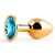 Золотистая анальная пробка с голубым стразом - 7,2 см. - Anal Jewelry Plug - купить с доставкой в Орле