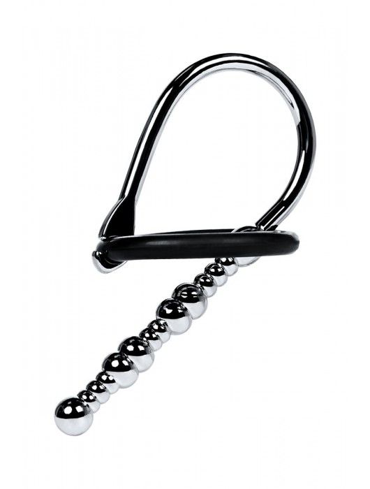 Серебристый уретральный плаг-бусины TOYFA Metal с мягким фиксириющим кольцом - ToyFa - купить с доставкой в Орле