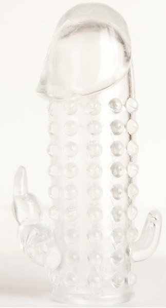 Гелевая прозрачная насадка с 2 отростками - 13 см. - Toyfa Basic - в Орле купить с доставкой